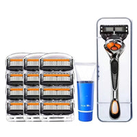 1 rakhyvel + 12 rakblad + förvaringsask + rakkräm