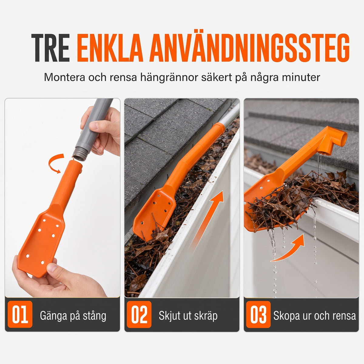 TryggRens – Rensa hängrännorna från marken