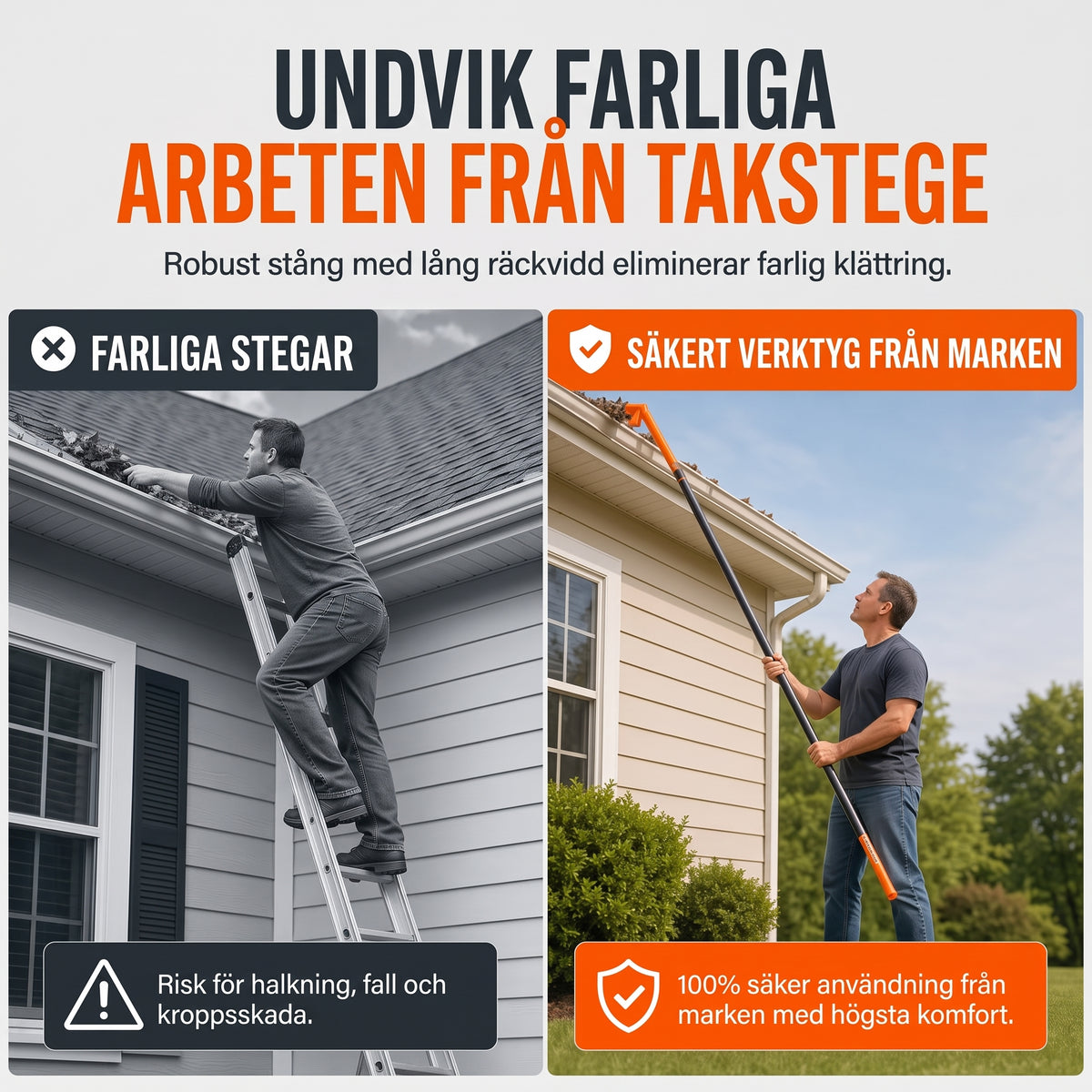 TryggRens – Rensa hängrännorna från marken