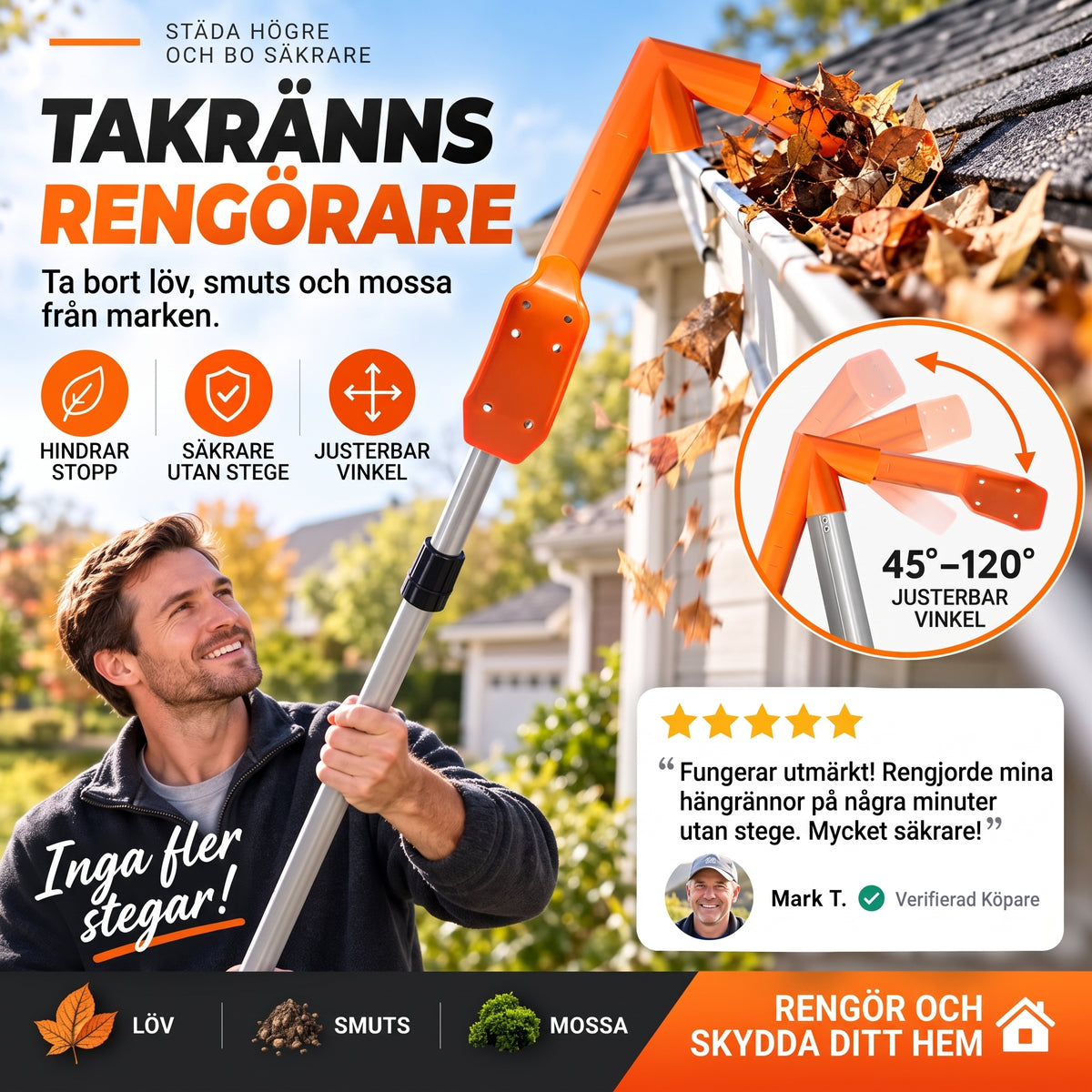 TryggRens – Rensa hängrännorna från marken