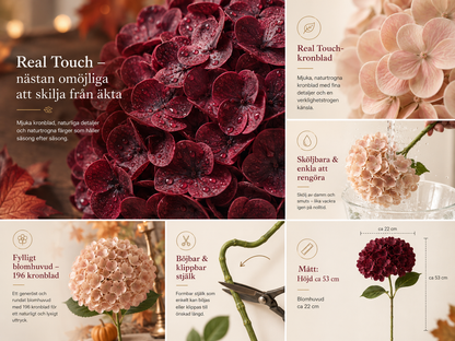 Everbloom Hösthortensia – Real Touch Naturtrogna konsthortensior med verklighetstrogen känsla